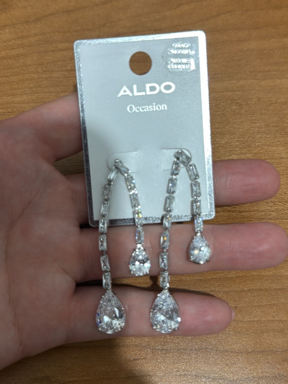 ALDO Silver Teardrop Chain Dangle Earrings - Clear